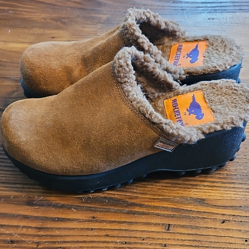 Rocket Dog Tan Suede Clogs with Faux Fur